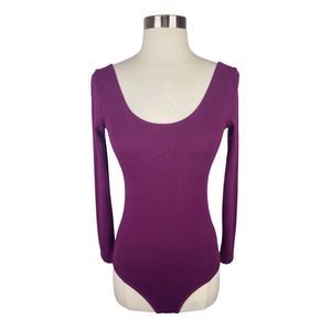 Victoria’s Secret PINK Long Sleeve Scoop Neck Back Maroon Bodysuit - Size XS